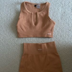 Bo+Tee Ribbed Sports Bra and Shorts